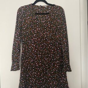 Zara Black Floral V-neck Mini Dress